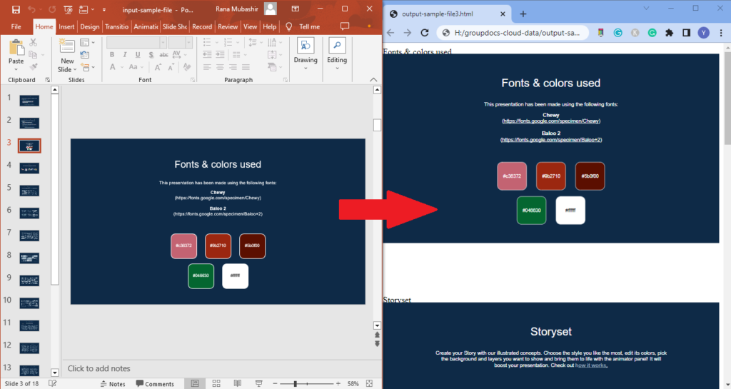Convert PowerPoint presentations to HTML in Java using GroupDocs.Conversion Cloud REST API.